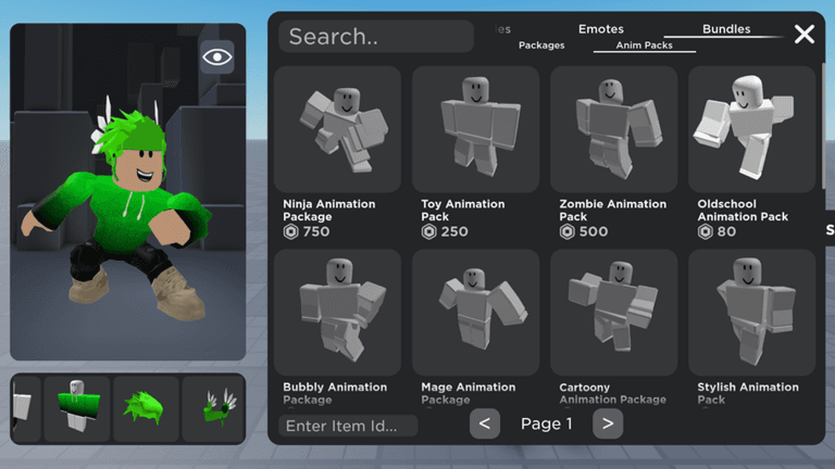 Try on all Emotes & Animation Bundles