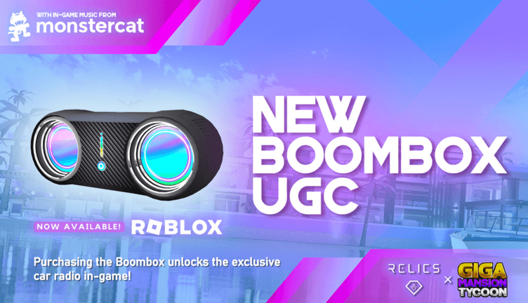 New Monstercat Car Radio Boombox UGC available in Giga Mansion Tycoon!